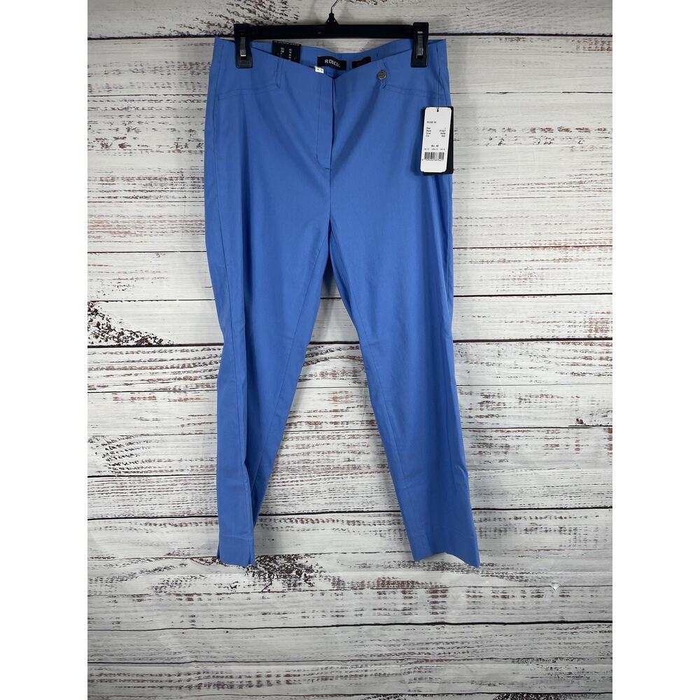 Robell Pants Women's SZ 12 Blue Rose 09 Super Slim Fit Stretch Ankle Trousers